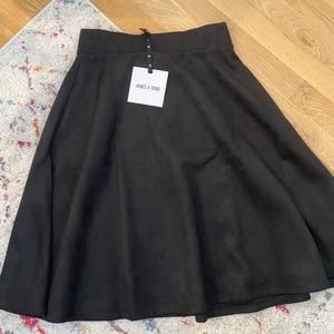 Agnes & Dora Knee Length Faux Suede Black Skirt